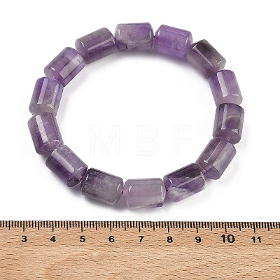Column Natural Banded Amethyst Beads Stretch Bracelets for Women Men BJEW-A148-01A-19-1