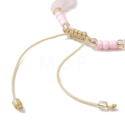 Natural Rose Quartz Chips & Handmade Seed Beads Braided Bracelet Making AJEW-MZ00004-08-1