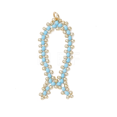 5Pcs Glass Seed Beaded Fish Pendants PALLOY-MZ01173-1