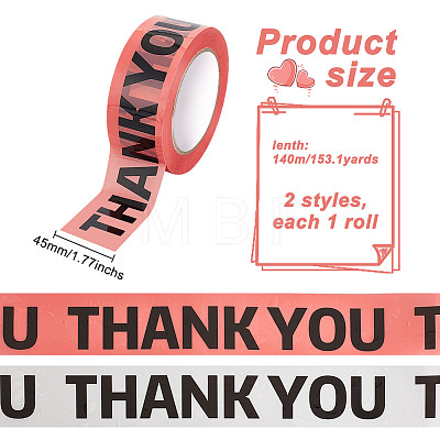 Fingerinspire 2 Rolls 2 Colors Valentine's Day Thank You Theme Decorative Paper Tapes AJEW-FG0005-03-1