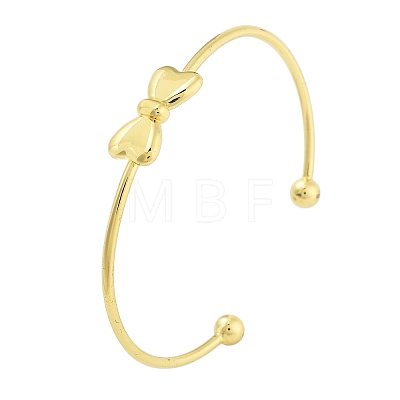 Brass Bowknot Cuff Bangles for Women BJEW-Z072-03G-04-1