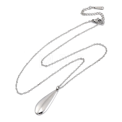 304 Stainless Steel Teardrop Pendant Cable Chain Necklaces for Women NJEW-A038-01P-1