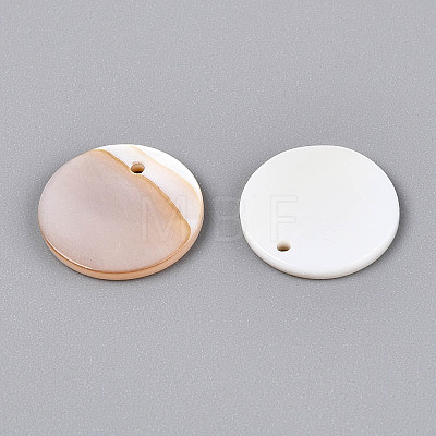 Natural Freshwater Shell Disc Charms BSHE-T014-42A-1