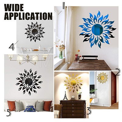 Sunflower Acrylic Mirrors Wall Stickers DIY-CN0001-18D-1
