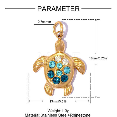 304 Stainless Steel with Rhinestone Pendants RB-OY001-50G-02-1