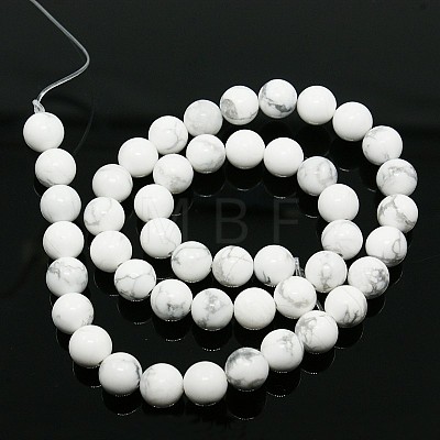 Synthetical Howlite Round Bead Strands G-N0042-8mm-05-1