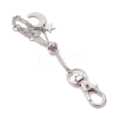 Moon Alloy Swivel Lobster Claw Clasps & Brass Cable Chains AJEW-JB01337-01-1