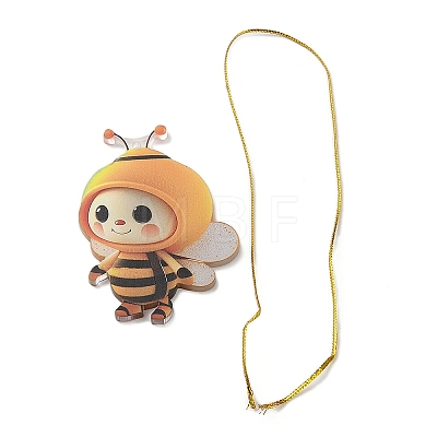 Cute Bees Acrylic Pendant Decoration HJEW-G026-01E-1