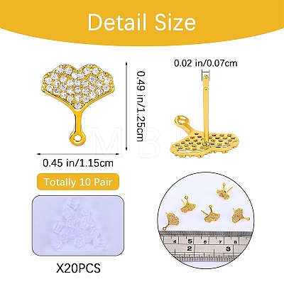 10Pcs Brass Micro Pave Clear Cubic Zirconia Stud Earring Findings ZIRC-SZ0005-13-1