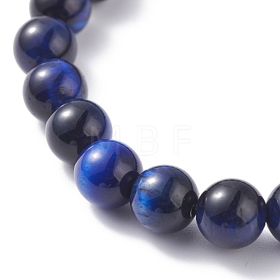 8.5mm Round Dyed Natural Tiger Eye Beads Stretch Bracelet for Girl Women BJEW-JB07152-01-1
