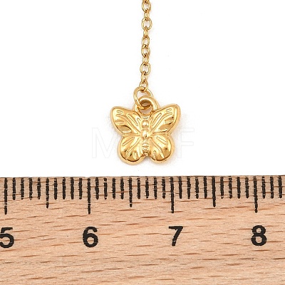 304 Stainless Steel Crystal Rhinestone Butterfly Long Tassel Y Necklaces for Women SA-CBA48C7-06G-1