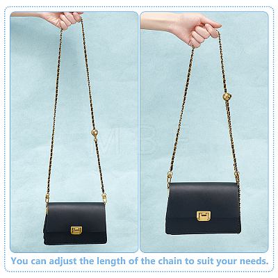 Black PU Leather with Alloy Bag Strap Chains AJEW-WH0515-79G-1