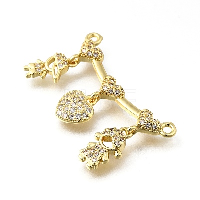 Brass Micro Pave Cubic Zirconia Pendants KK-Q066-15B-G-1