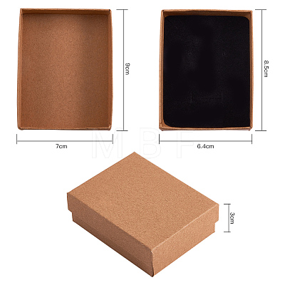 Kraft Cotton Filled Cardboard Paper Jewelry Set Boxes CBOX-R036-11A-1