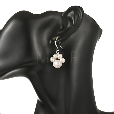 Brass & Natural Cultured Freshwater Pearl Beads Dangle Earrings for Women EJEW-JE07465-1