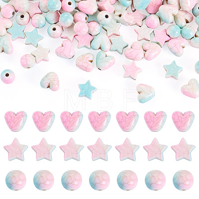 120Pcs 3 Styles Crackle Opaque Acrylic Beads OACR-TA0004-77-1