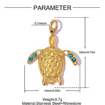 304 Stainless Steel with Sapphire Rhinestone Pendants RB-OY001-40G-1
