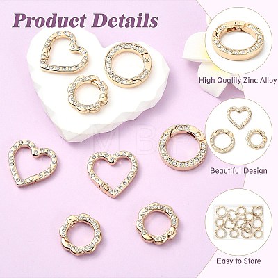 15Pcs 3 Styles Zinc Alloy Spring Gate Rings FIND-CJ0004-77-1