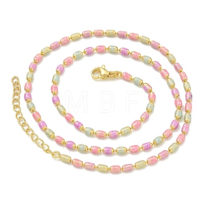 Brass Enamel Column Link Chain Necklaces NJEW-H039-17G-1