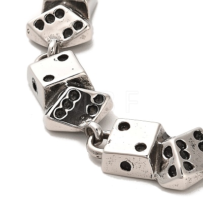 304 Stainless Steel Dice Link Chain Bracelets BJEW-E094-04AS-1