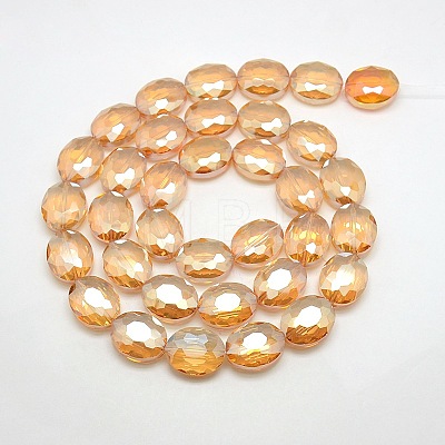 Faceted Electroplate Crystal Glass Oval Beads Strands EGLA-F059-M-1