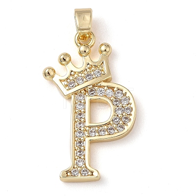 Rack Plating Brass Micro Pave Cubic Zirconia Pendants KK-D535-01P-RS-1