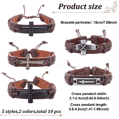 10Pcs 10 Style Alloy Link Bracelets Set BJEW-AN0001-31-1