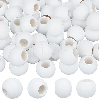 50Pcs Spray Painted Wood European Beads WOOD-PA0001-78B-1