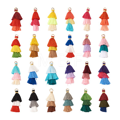 96Pcs 24 Colors Polycotton(Polyester Cotton) Tassel Pendant Decorations FIND-TA0001-27-1