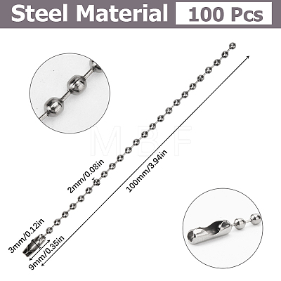 100Pcs Steel Ball Chains for Price Tag Chains FIND-SP0002-58B-1