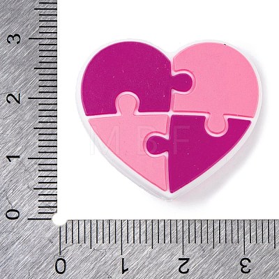Food Grade Eco-Friendly Autism Pink Puzzle Silicone Focal Beads SIL-K005-01-1