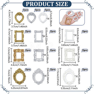 24Pcs 12 Styles Mini Vintage Resin Photo Frame AJEW-NB0009-51-1