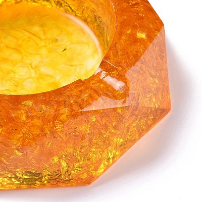 Resin with Natural Citrine Chip Stones Ashtray DJEW-F015-07G-1