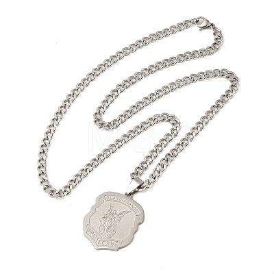 201 Stainless Steel Guardian Holy Angel Saint Michael Pendant Twisted Chain Necklaces NJEW-Q002-05P-1