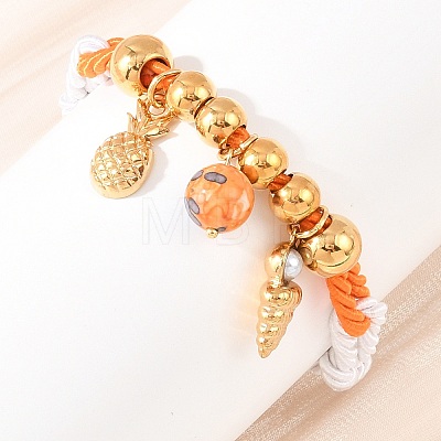 304 Stainless Steel & Synthetic Rainbow Stone Charm Bracelets BJEW-K247-03G-1
