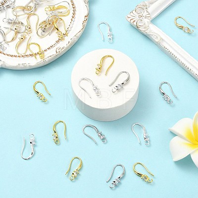 40Pcs 4 Colors Brass Micro Pave Clear Cubic Zirconia Hoop Earring Findings KK-CP0001-10-1