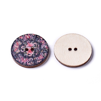 Printed Poplar Wood Buttons WOOD-D021-01C-1