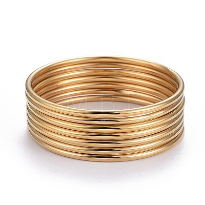 7Pcs 201 Stainless Steel Plain Bangle Sets for Women BJEW-L664-022A-G02-1