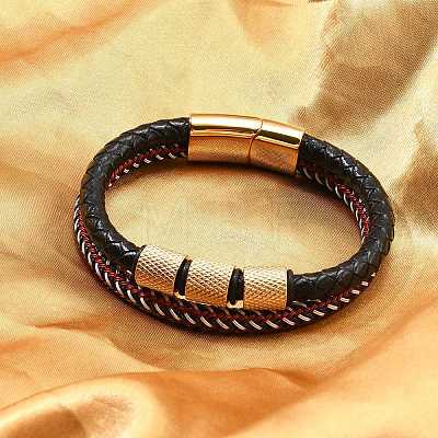 Braided Leather Multi-strand Bracelets BJEW-Z081-15G-1