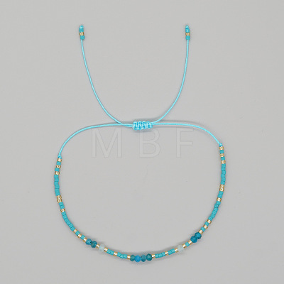 Bohemian Faceted Rondelle Natural Apatite and Glass Heishi Braided Bead Bracelets for Women FE7255-4-1