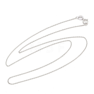 Anti-Tarnish Trendy Unisex Rhodium Plated 925 Sterling Silver Cable Chains Necklaces STER-M034-B-07-1