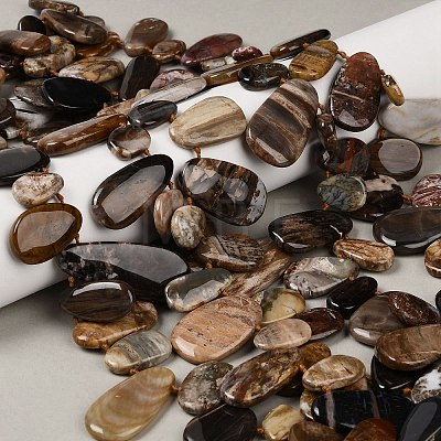Natural Petrified Wood Beads Strands G-C253-06-1