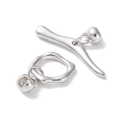 Rhodium Plated 925 Sterling Steel Toggle Clasps STER-P050-02P-1