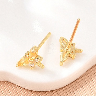 Brass Micro Pave Cubic Zirconia Stud Earrings for Women KK-A305-08G-07-1
