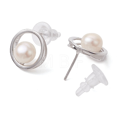 Natural Pearl Ear Studs EJEW-P286-12P-1