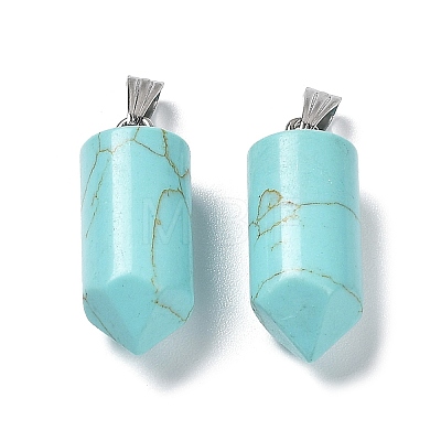 Synthetic Turquoise Dyed Pointed Pendants G-E596-02P-01-1
