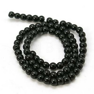 4mm Black Opaque Round Glass Beads Strands Spacer Beads X-GR4mm27Y-1