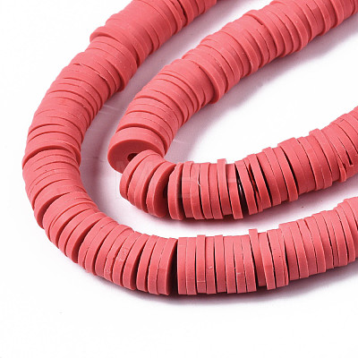 Flat Round Handmade Polymer Clay Beads CLAY-R067-10mm-14-1