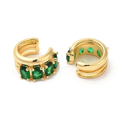 Real 16K Gold Plated Brass Cuff Earrings with Rhinestone for Women EJEW-D065-07G-01-1