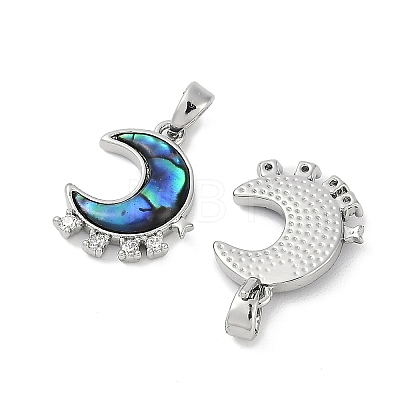 Natural Paua Shell Moon Pendants KK-U043-23P-01-1